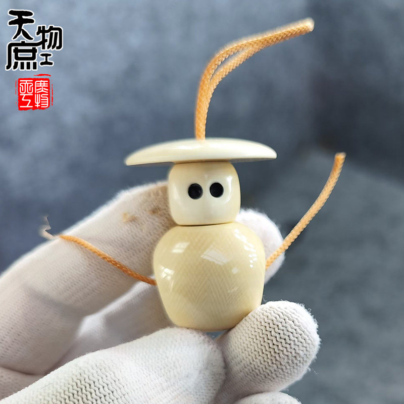 天然猛犸牙雕刻素面雪人分体佛头纯手工冰料牙纹精工高密三通配饰