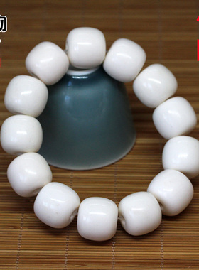 天然鹿角雕刻老型桶珠手串高密原白色墩子手链文玩珠串腕珠