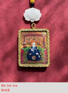 合金唐卡东北胡家九尾狐吊坠方形精工挂件项坠饰品配件