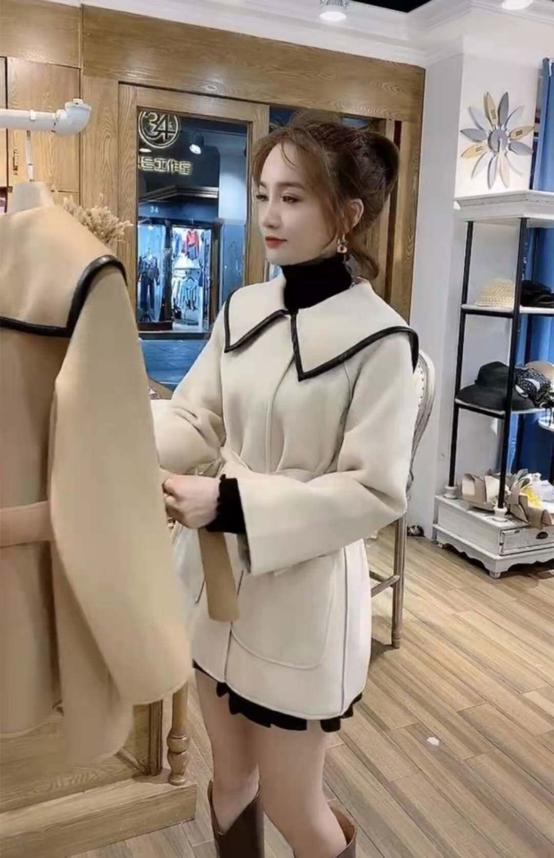 小个子毛呢外套2020年冬季新款高端中长款宽松呢子大衣女