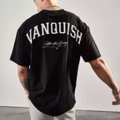 Vq Loose Fitness Short-Sleeved Men's 2022 Summer New Round-Neck Casual T-Shirt with Dropped Shoulders and Five-Quarter Sleeves Sports Clothes