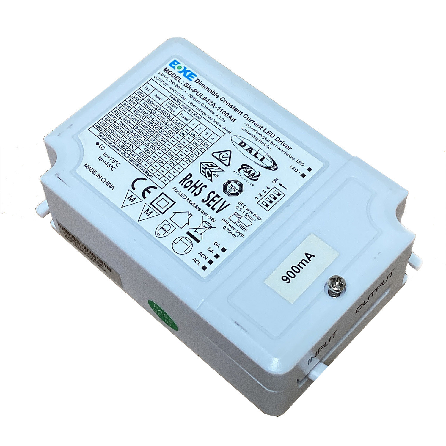 数字调光DALI商业照明LED驱动器600mA-1100mA电流拨码调光面板灯