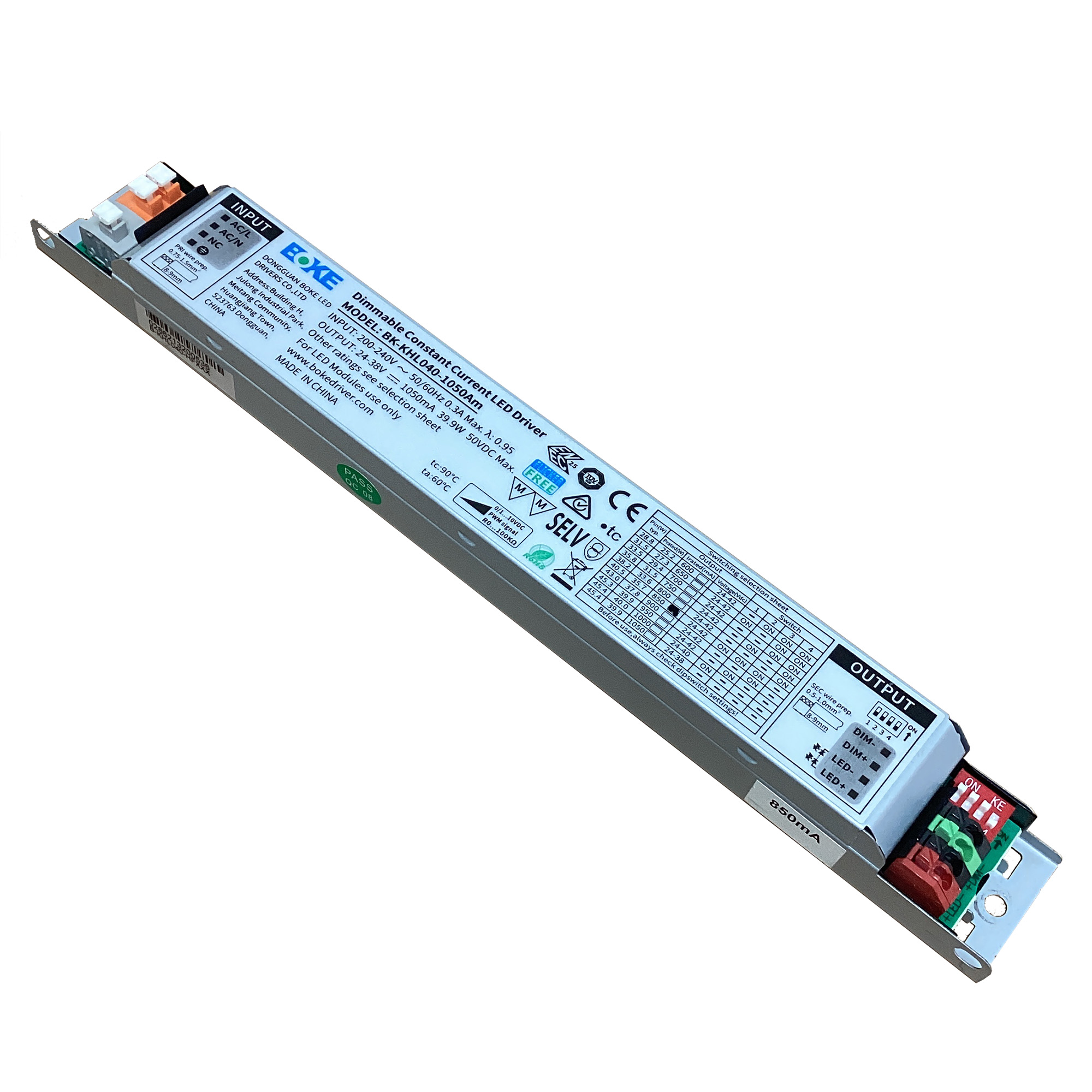 40W恒流线性调光LED驱动器KHL040-1050Am 1-10V PWM Rx调光1000mA