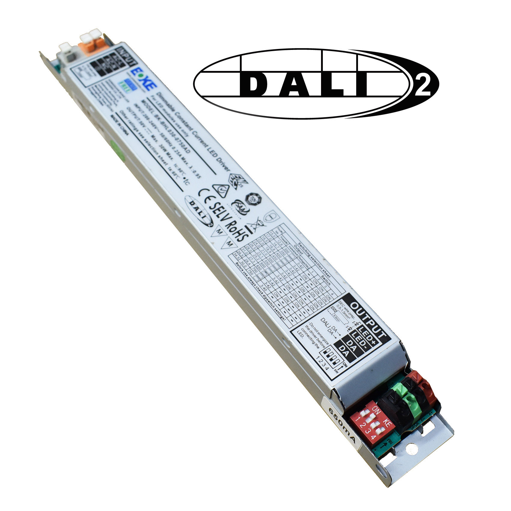 30W智能DALI调光驱动器BOKE无频闪铁壳恒流电流调节输出300-750mA