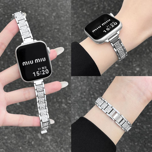 蓝海华为watchfit5表带金属满钻