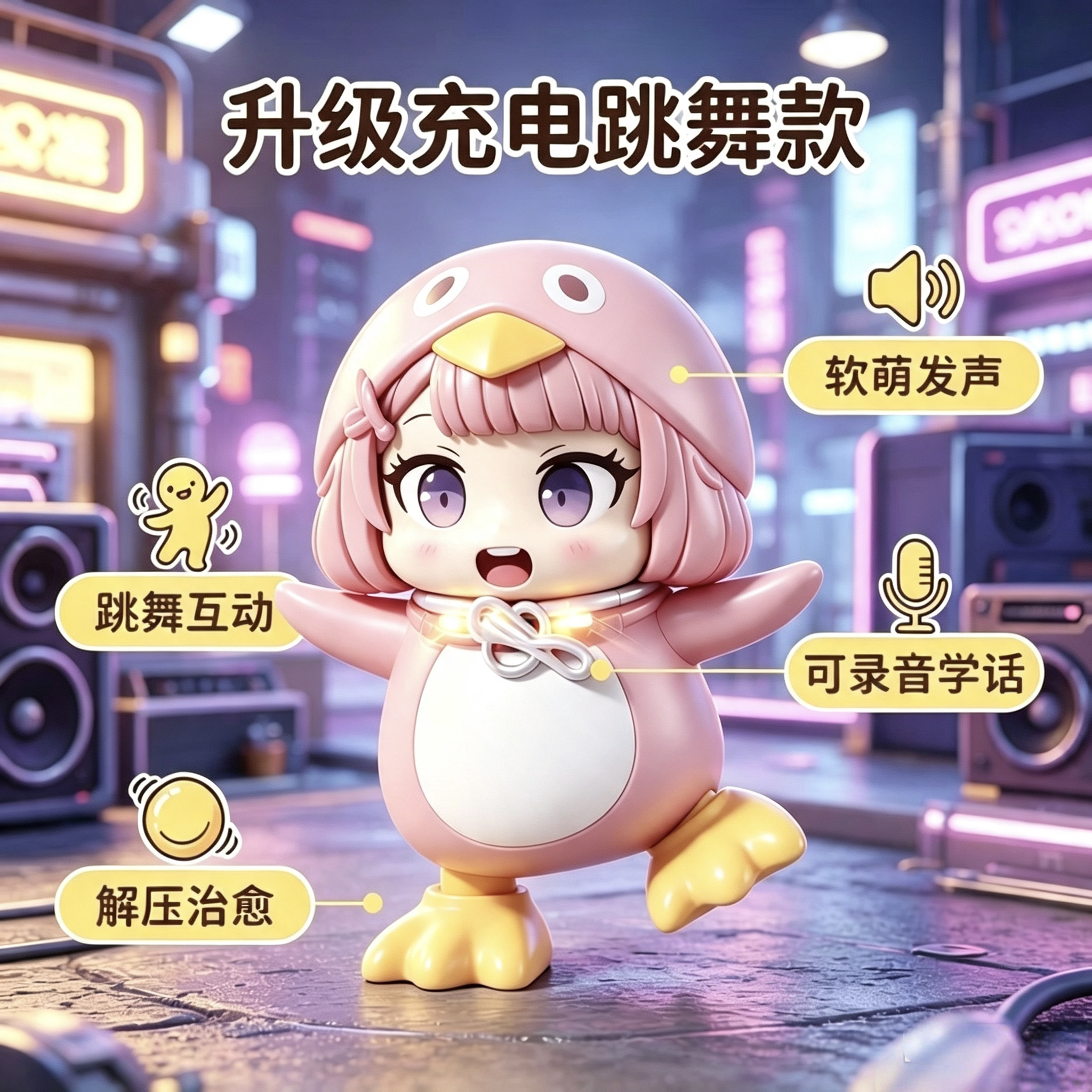 电动跳舞学话录音互动小企鹅玩具