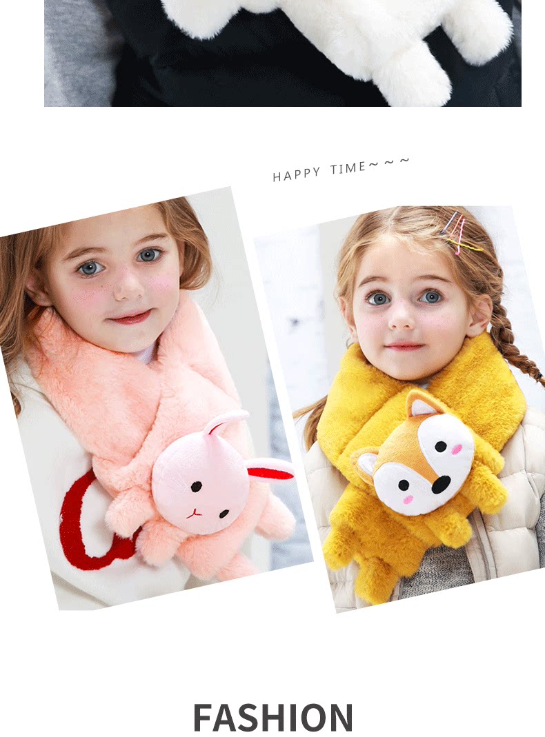 스팟 BAYB 가을 겨울 어린이  스카프 플러시 따뜻한 유행 소년과 소녀 귀여운 두꺼운 스카프 다목적