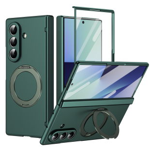 多功能磁吸支架适用三星Fold7手机壳Fold6/5壳膜一体中轴全包保护套360度旋转金属指环支架超薄肤感简约商务