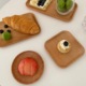 TJJ 日式 实木原木头托盘圆方形简约小食碟子水果甜品盘子