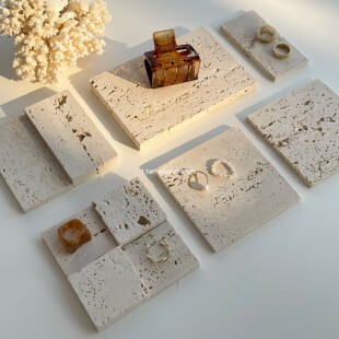 TJJ丨韩国ins同款首饰盘石头杯垫饰品拍照装饰纹理石块拍摄道具