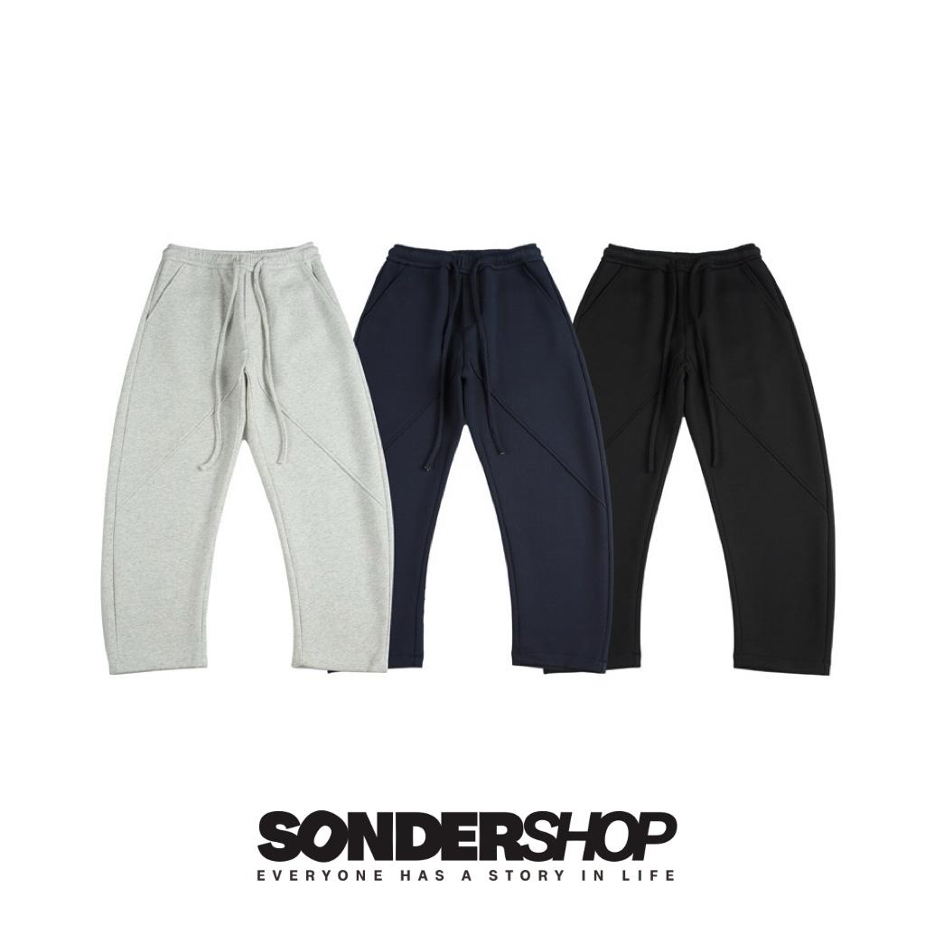 SONDER SHOP 日系复古简约设计运动卫裤男裤宽松男士休闲弯刀裤