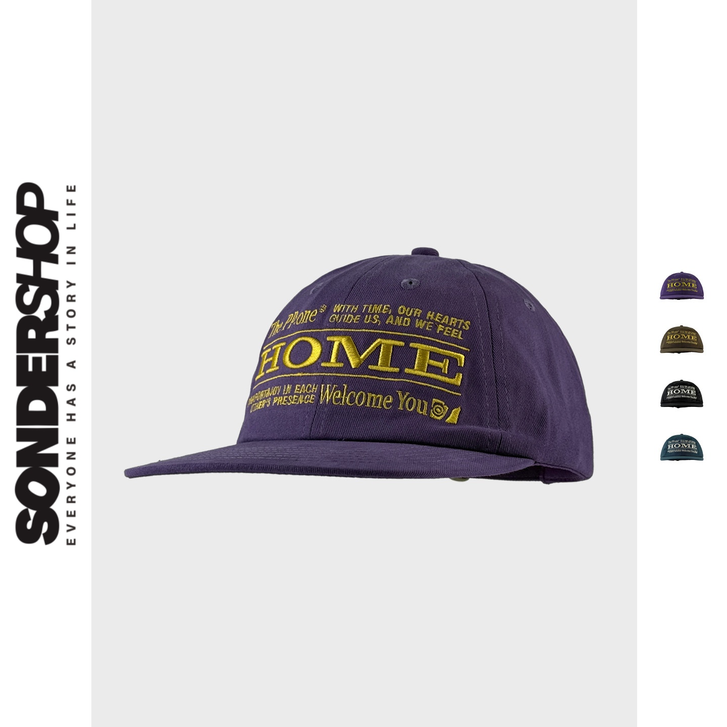 SONDER SHOP 韩国设计师款复古字母刺绣平檐帽男女软顶大头围遮阳