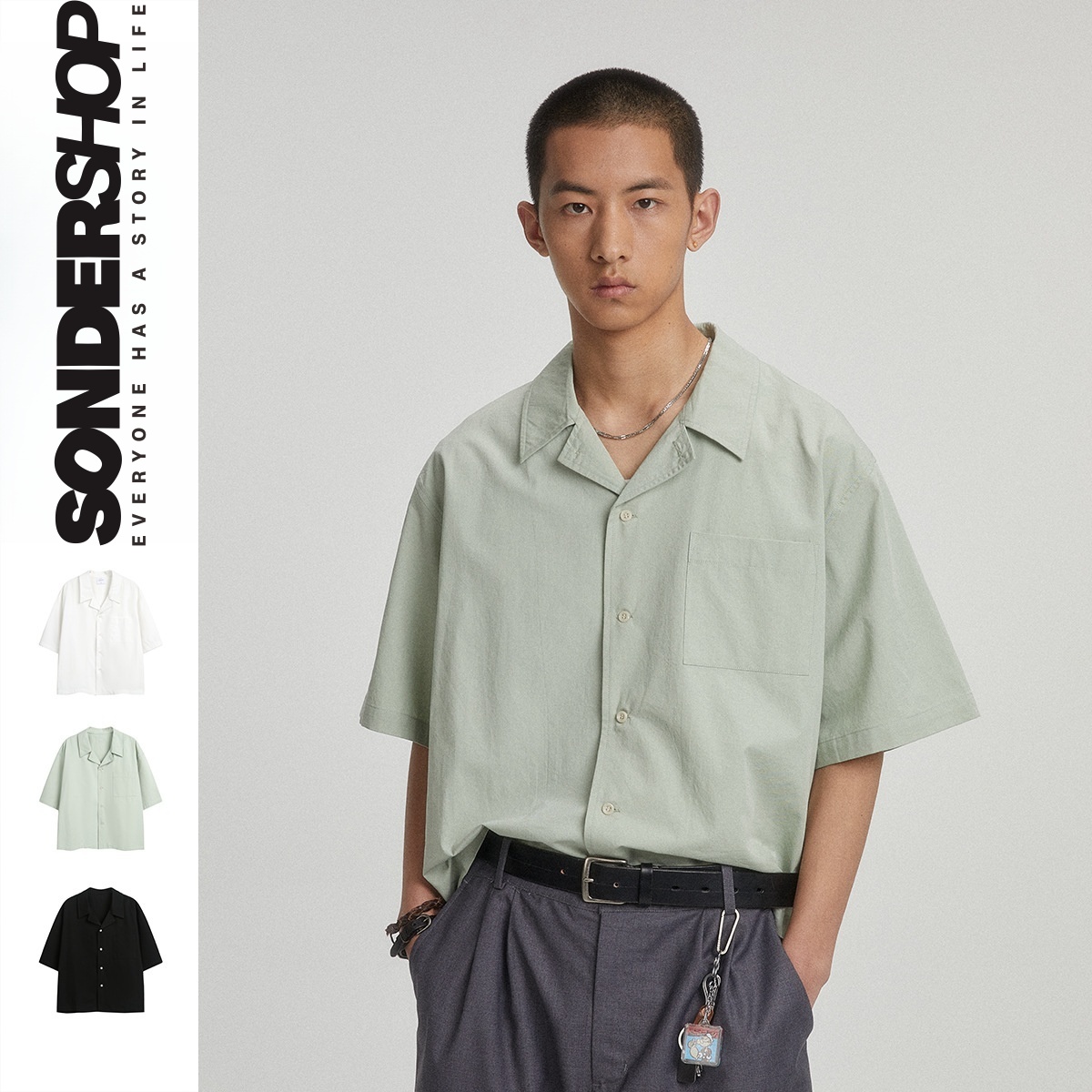 SONDER SHOP 国潮小众潮牌美式复古全棉工装衬衫男女宽松