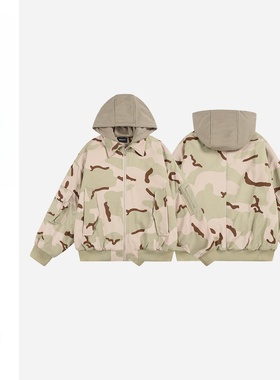 SONDER SHOP 美式迷彩工装外套迷彩可脱卸连帽冬季保暖