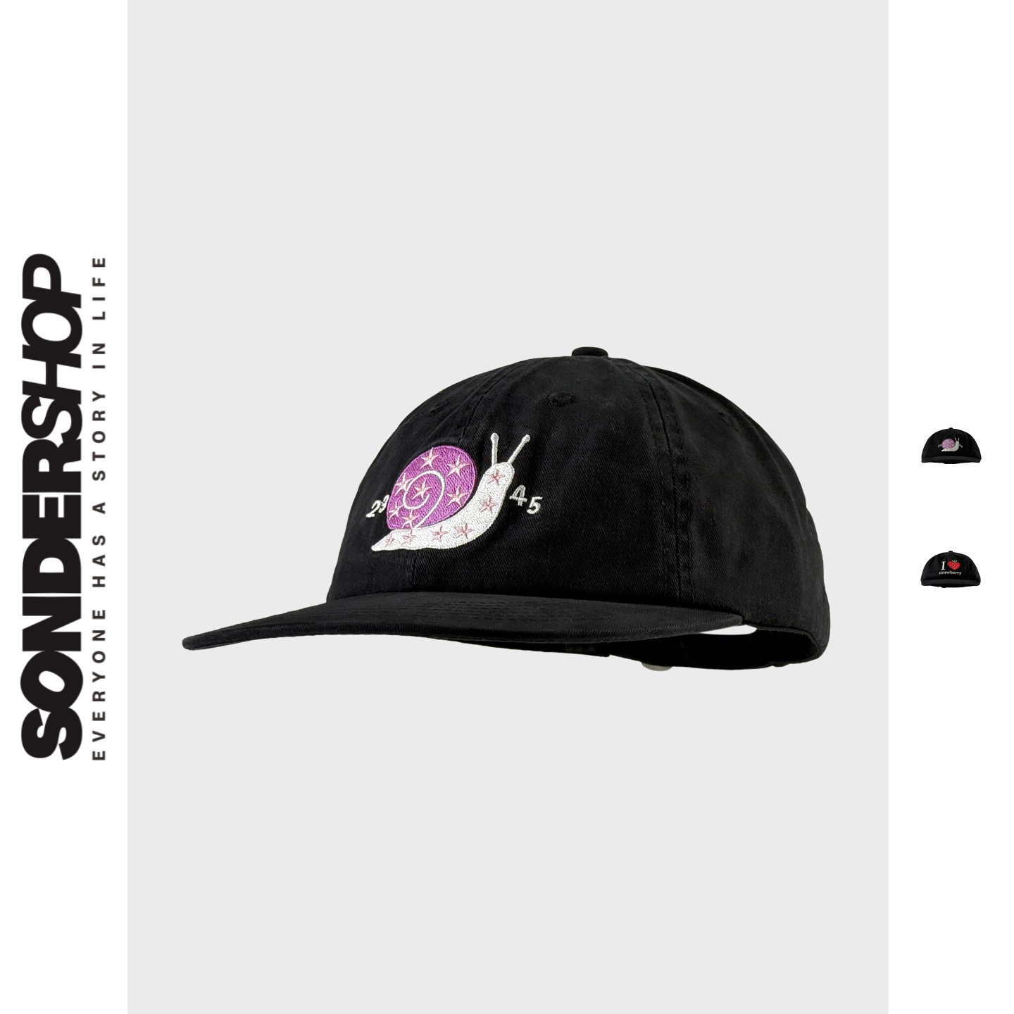 SONDER SHOP 韩国ins同款可爱蜗牛刺绣平檐帽女宽檐显脸小时尚