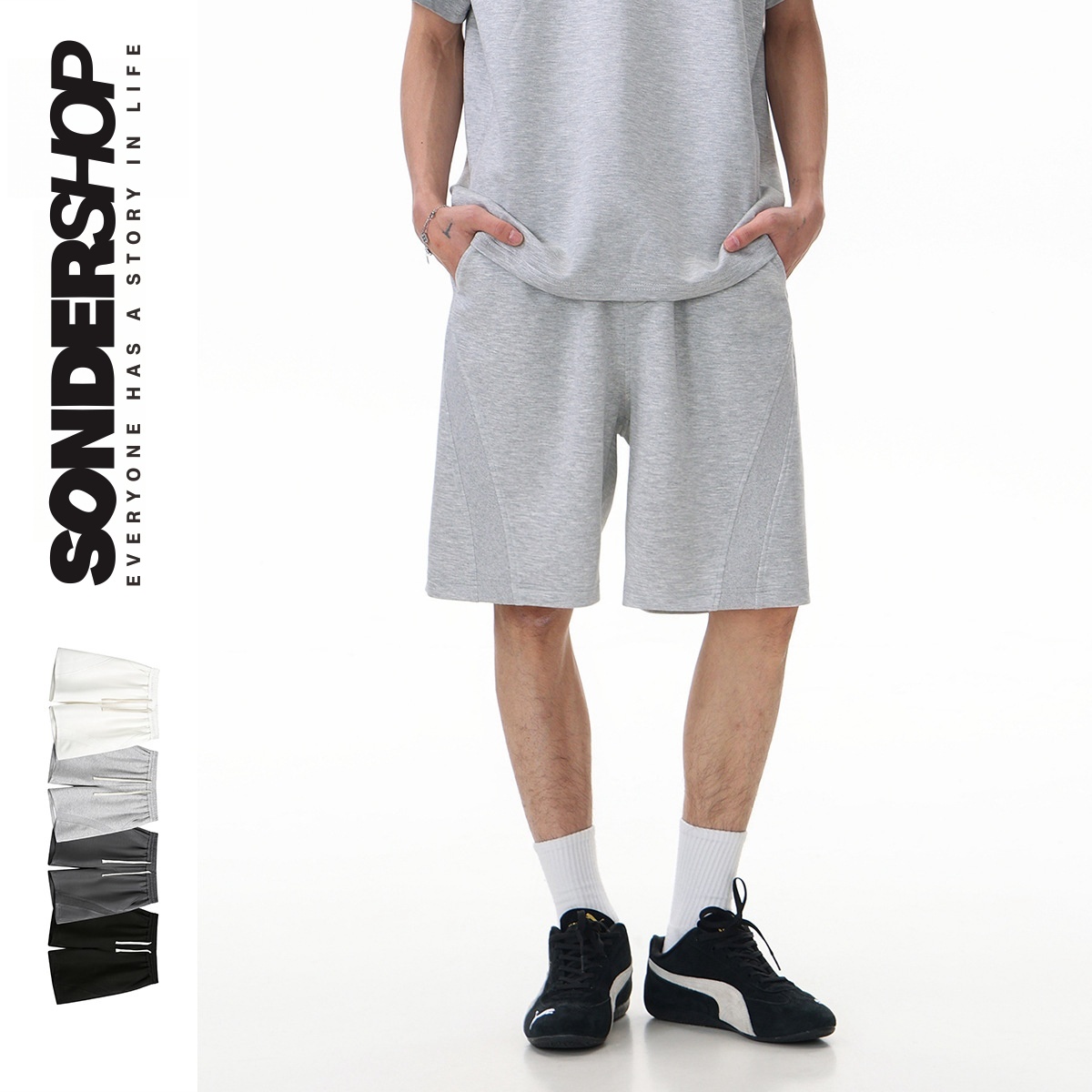 sonder shop 夏季基础款美式潮牌简约感短裤男女宽松运动五分裤