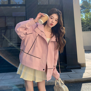 宽松型春秋直下摆收口袖女派克服宽松设计感薄款上衣气质洋气短款图片