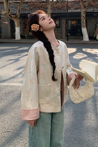 气质春季短外套提花重工刺绣上衣春秋女新中式中国风小香风短款图片