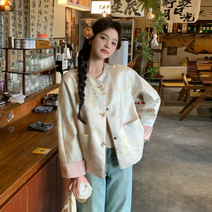 气质春季短外套提花重工刺绣上衣春秋女新中式中国风小香风短款图片