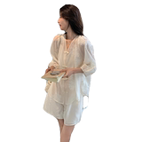 白色新中式国风套装女2025新款吊带衬衫短裤三件套夏季穿搭一整套，女装套装/套裙，2C263
