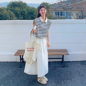 休闲条纹无袖T恤半身裙套装女夏2025新款两件套时尚洋气减龄爆款图片