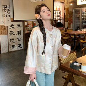 气质春季短外套提花重工刺绣上衣春秋女新中式中国风小香风短款图片