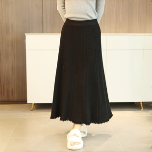 针织半身裙女黑色高腰显瘦裙旗袍衬裙内搭秋冬内衬裙冬季叠穿复古