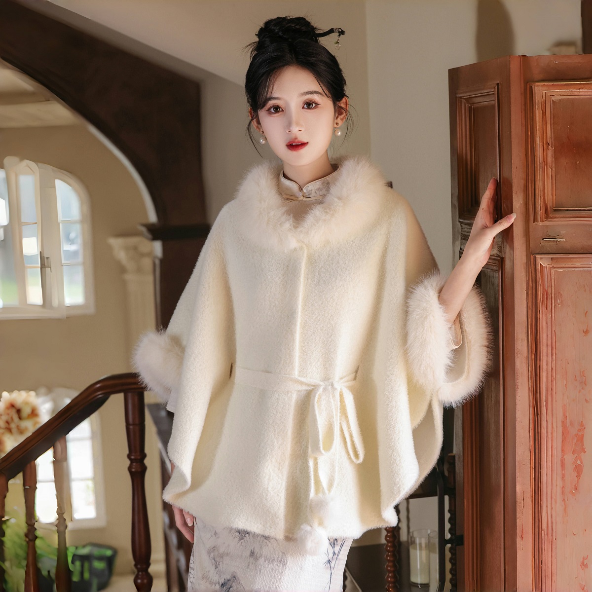 艳莲旗袍毛针织衫秋冬加厚保暖