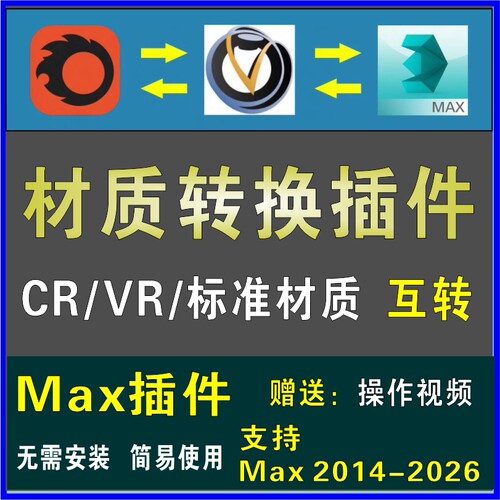3DMAX材质互转插件 CR转VR Vray转 Corona渲染器一键转换赠送教程