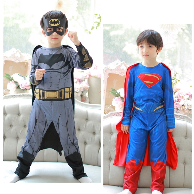 DC英雄万圣节儿童服装超人大战蝙蝠侠超人表演服节日演出服礼服