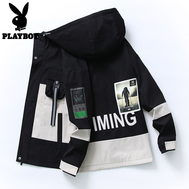 花花公子休闲外套男韩版潮牌ins春秋2020潮夹克宽松港风百搭上衣