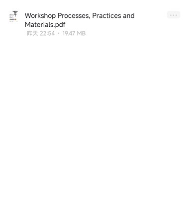 Workshop Processes, Practices and Materials