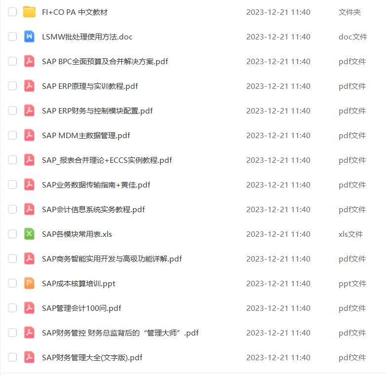 SAPFICO教材预算合并ERP财务MDM主数据报表财务管理会计LSMW资料