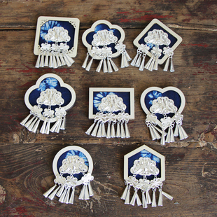 云南大理丽江手工扎染布艺木质冰箱贴蓝染侗族仿苗银配饰旅行礼物