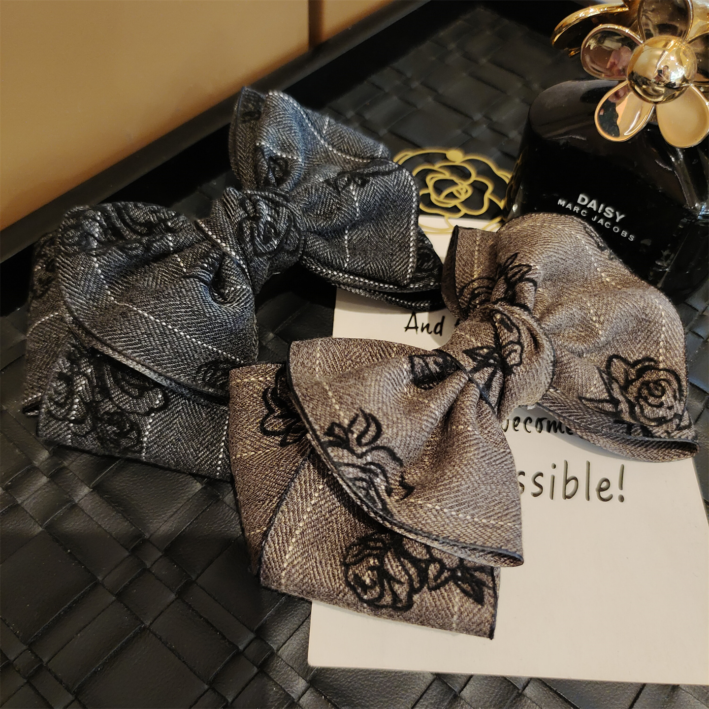 复古高级感植绒花朵双层发夹发饰