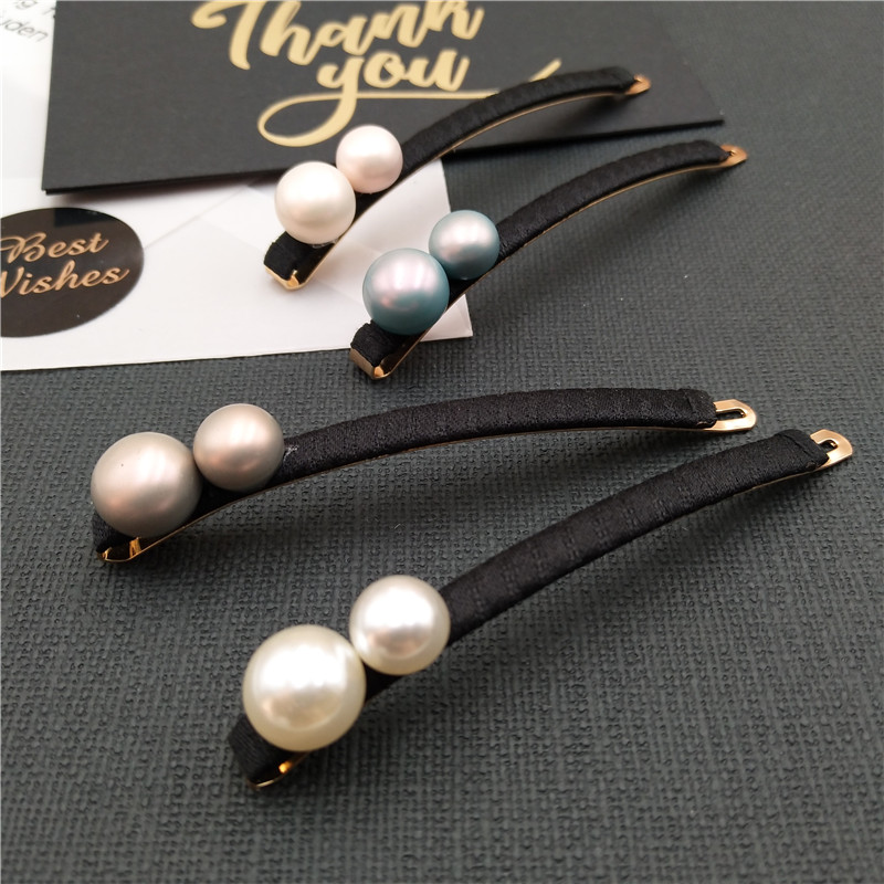 黑色珍珠简约风侧发刘海夹