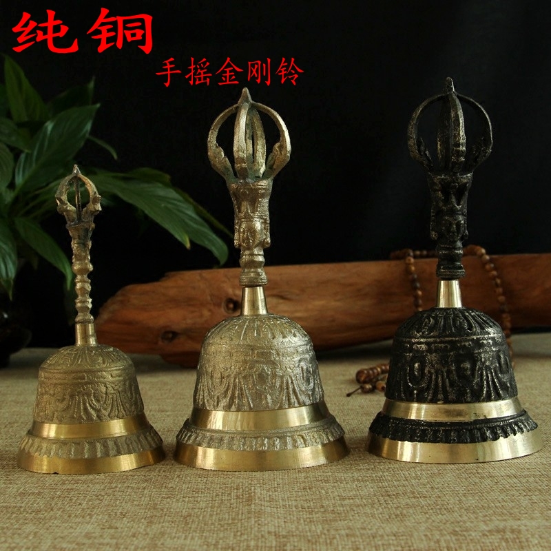 手摇纯铜金刚杵摇铃佛堂道家法器