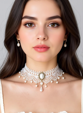 choker仙气新娘花朵脖子饰品颈带