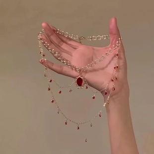 多層古風(fēng)漢服頸鏈choker網(wǎng)紅禮服配飾項(xiàng)圈流蘇氣質(zhì)項(xiàng)鏈復(fù)古超仙