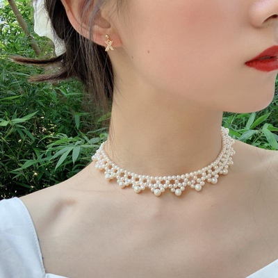 白色新娘婚纱超仙脖子饰品颈带