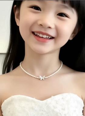 儿童珍珠轻奢项链蝴蝶项链个性百搭锁骨颈链配饰学生党高颜值礼物