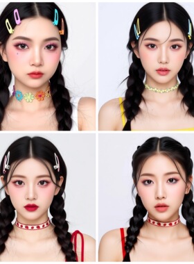 多巴胺项链花朵项圈可爱闺蜜锁骨链儿童choker复古草莓配饰彩色