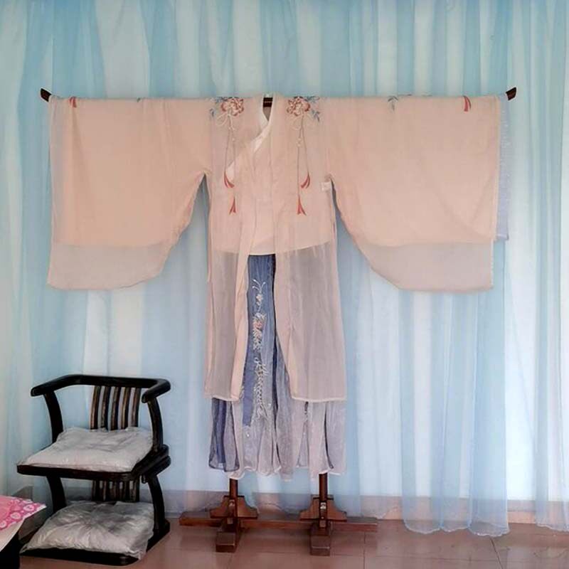 汉服展示架挂旗袍婚纱礼服衣架实木戏服落地架新中式衣帽架民宿t