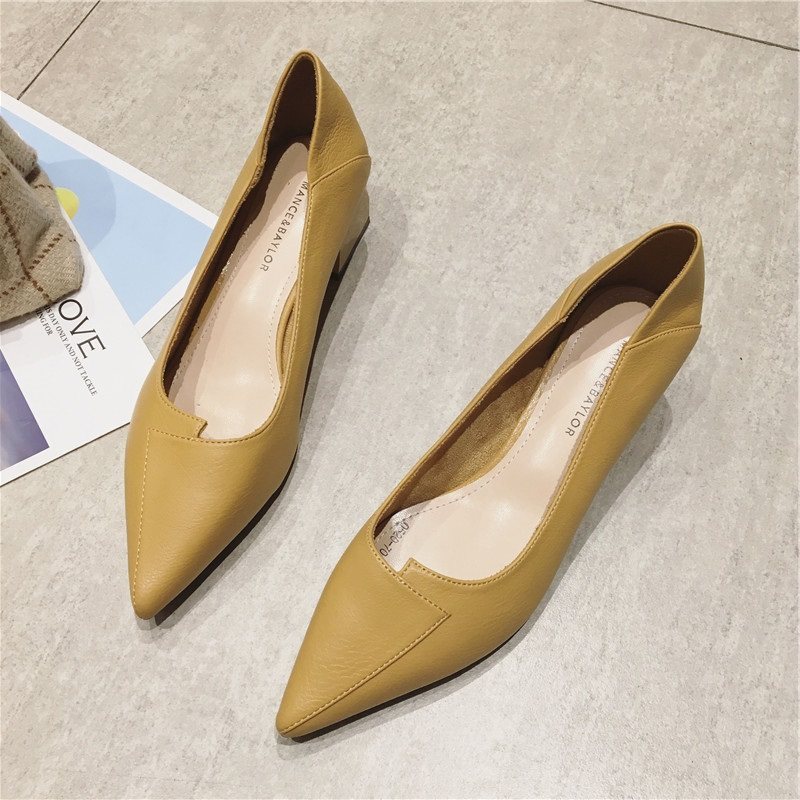 special counter 2020 new pattern Korean Edition Simplicity Shallow mouth Tip Middle heel Single shoes With crude shoes OL Occupation Commuter shoesin the Women's Shoes, Low shoes  category - from Buy2taobao.com to provide professional Taobao agent buy service