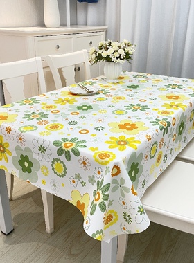 EVA桌布防水防油防烫田园花朵书桌茶几桌布免洗长方形餐桌台布