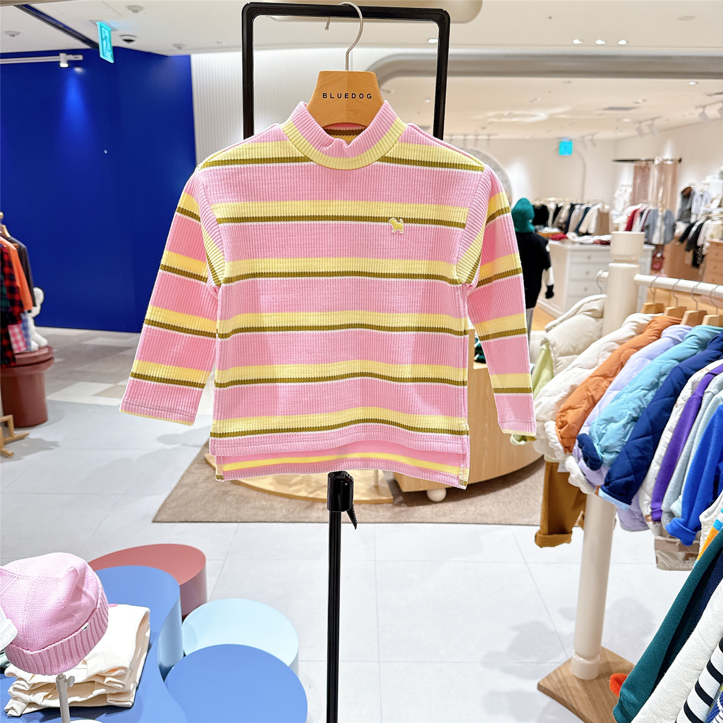 BLUEDOG kids大蓝狗女童半高领条纹T恤韩国代购25冬舒适打底衫