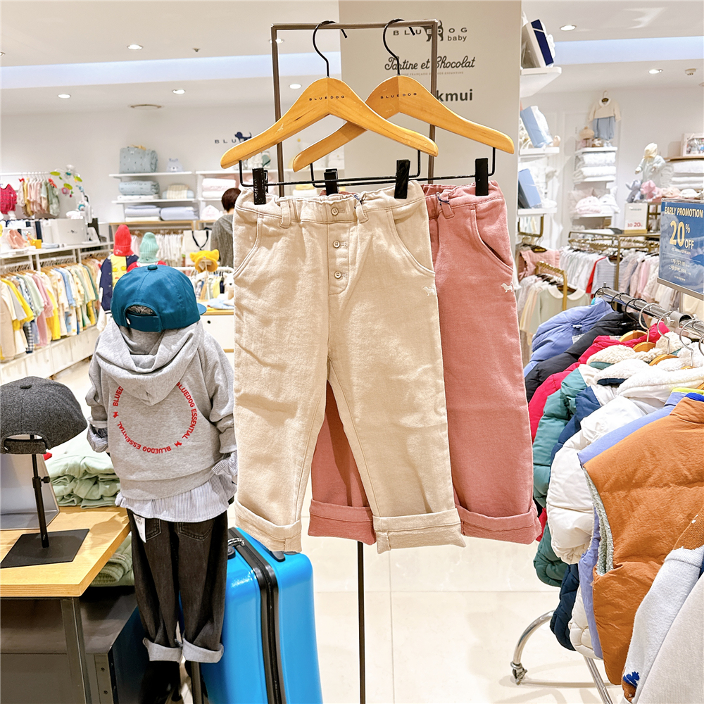 打折bluedog kids蓝狗女童休闲显瘦裤子24冬季韩国代购松紧腰裤子