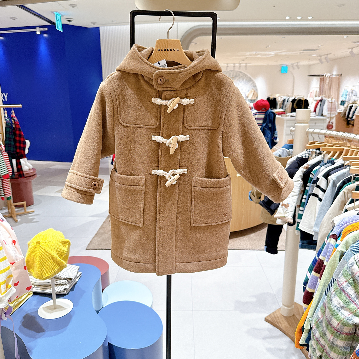 BLUEDOG KiDS大蓝狗儿童毛呢连帽外套韩国专柜代购25冬保暖衣大衣