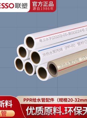 广东联塑PPR双色冷热水管4分20 6分25 32 一寸热熔管家用装修管材