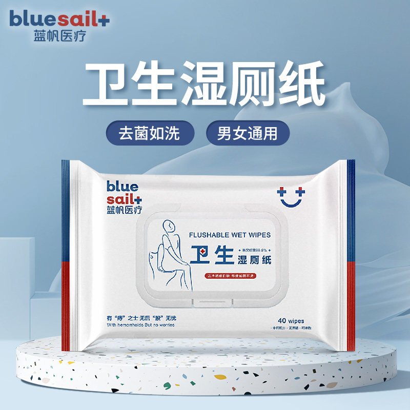 蓝帆医疗卫生湿厕纸加厚杀菌清洁图片